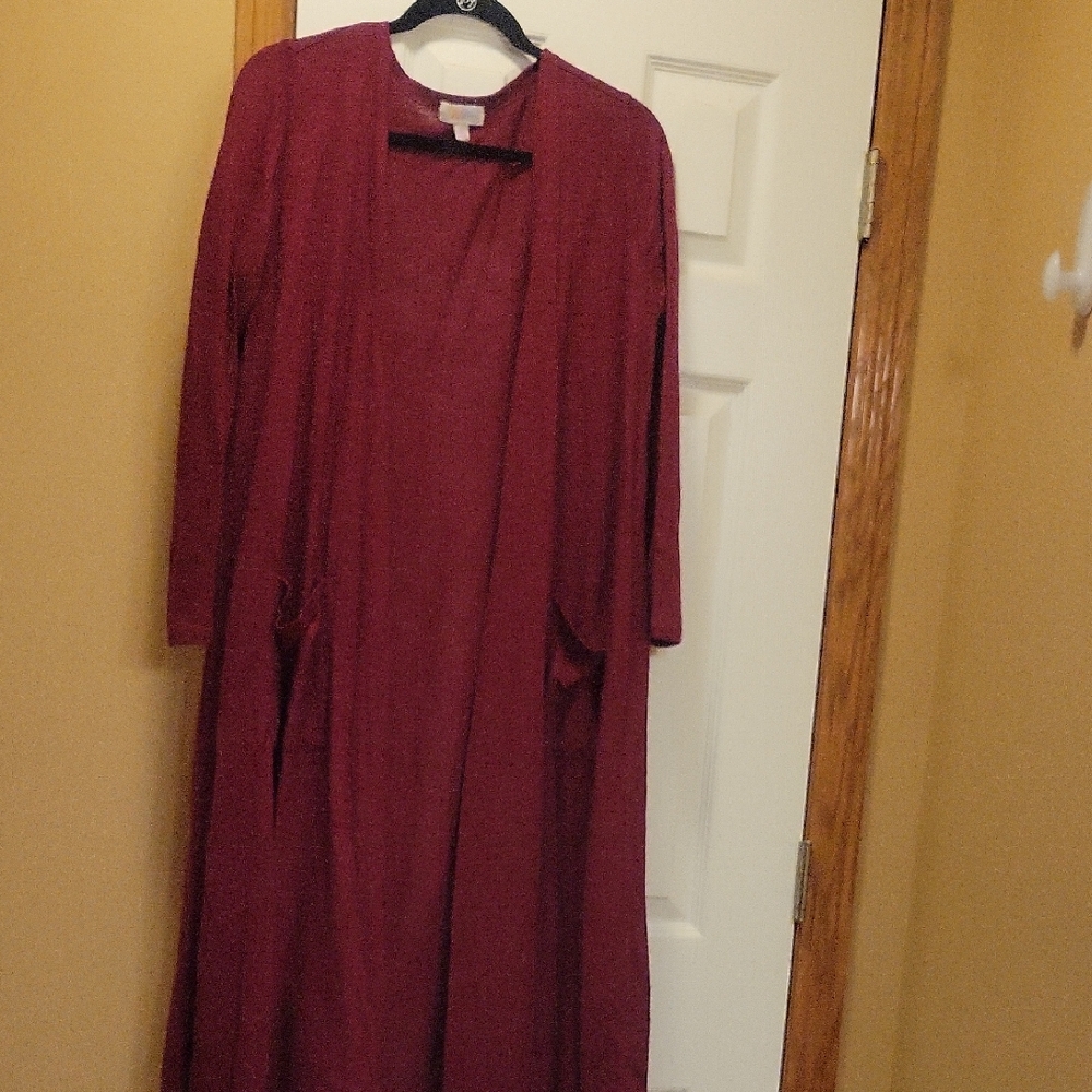 LuLaRoe Wine Red Velvet Textured Cardigan